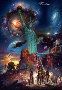 風景 Painting - フリーダム 自由の女神像 アメリカ